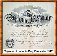 Diploma of Honor to Mary Parmenter ~ 1913